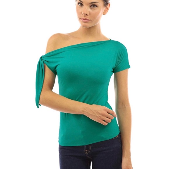 women’s tied one shoulder short sleeve - Picture 1 of 2
